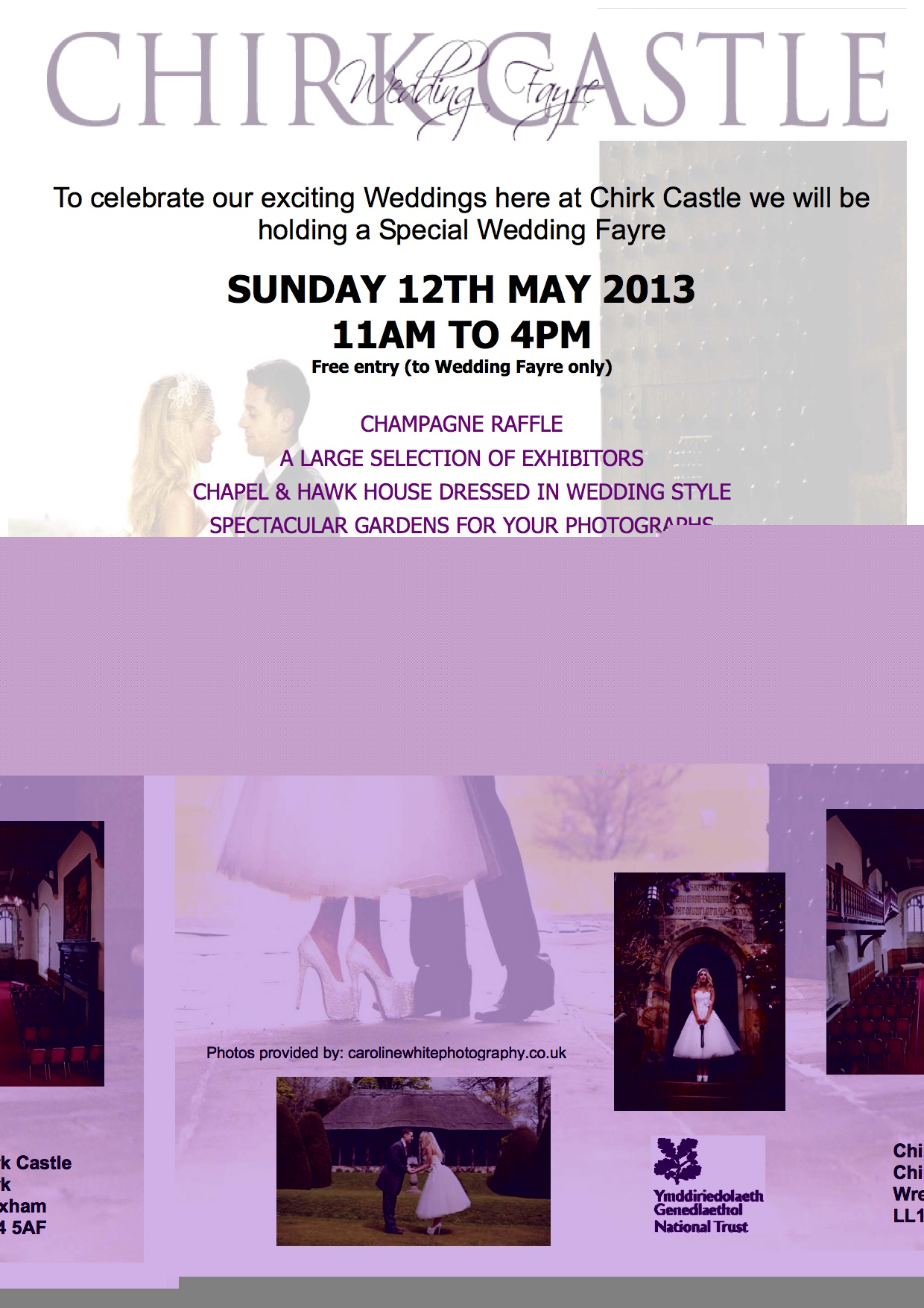 Chirk Castle Wedding Fayre Poster 2013