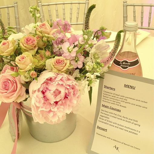 Pink flowers & table setting
